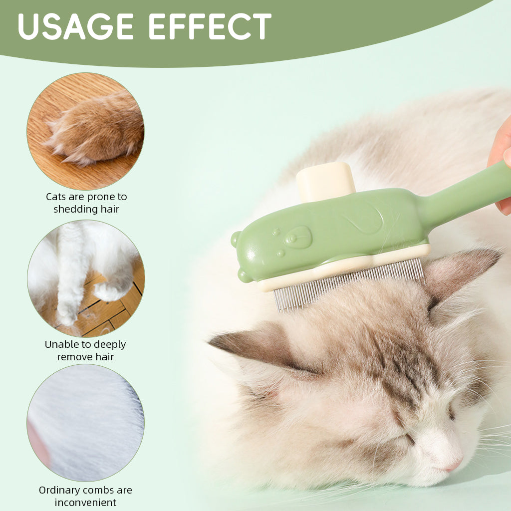 Qpets® Self-Cleaning Slicker Brush for Dogs & Cats, One-Button Hair Release Dematting Brush - Gentle Rounded Tips for Sensitive Skin, Effortless Grooming Tool for Long & Short Hair