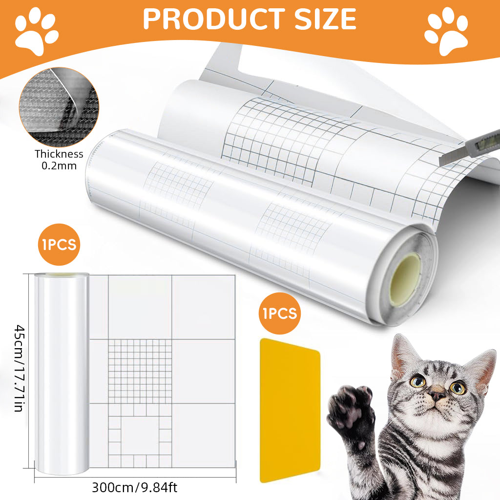 Qpets® Clear Cat Scratch Protector, Self-Adhesive PVC Furniture Guard Anti-Scratch Film for Couches, Chairs & Upholstery - 45x300cm
