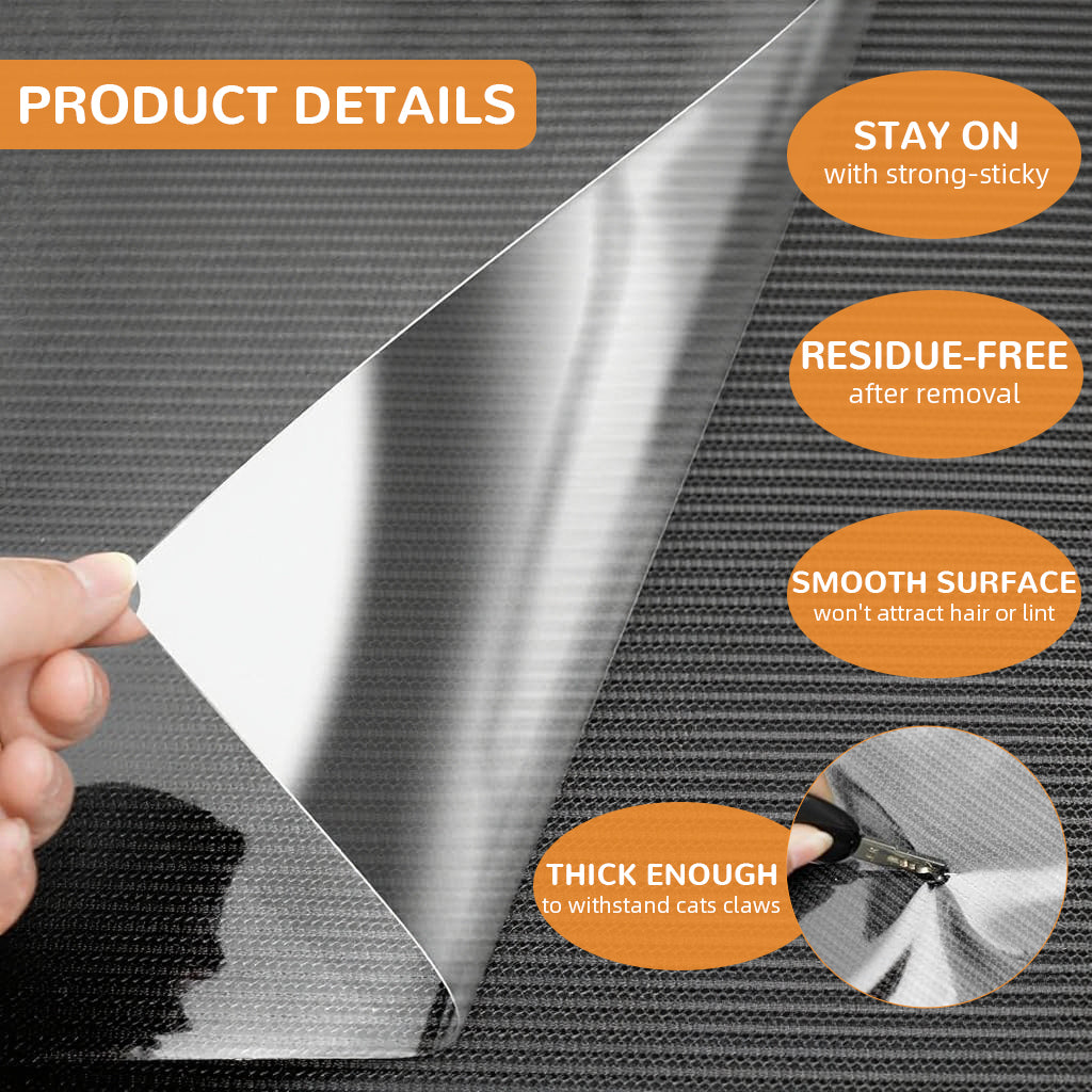 Qpets® Clear Cat Scratch Protector, Self-Adhesive PVC Furniture Guard Anti-Scratch Film for Couches, Chairs & Upholstery - 45x300cm