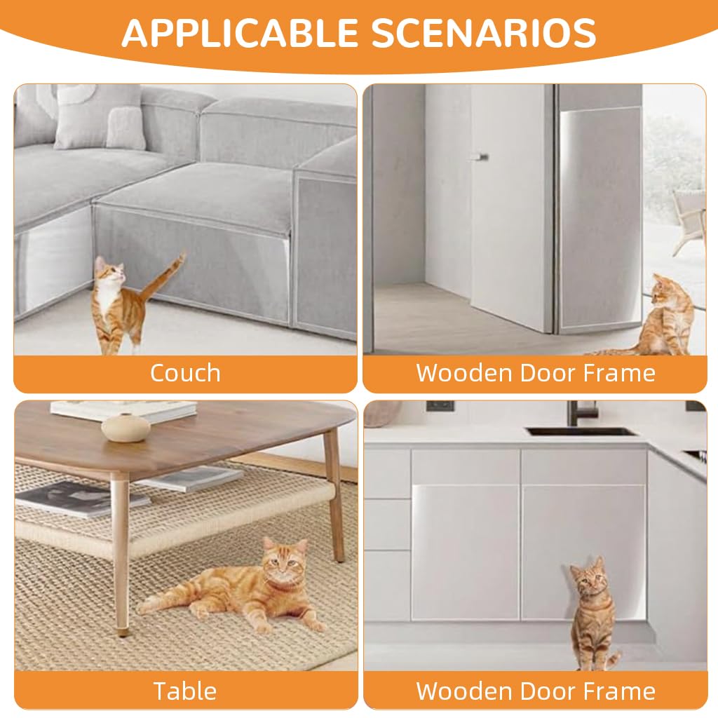 Qpets® Clear Cat Scratch Protector, Self-Adhesive PVC Furniture Guard Anti-Scratch Film for Couches, Chairs & Upholstery - 45x300cm