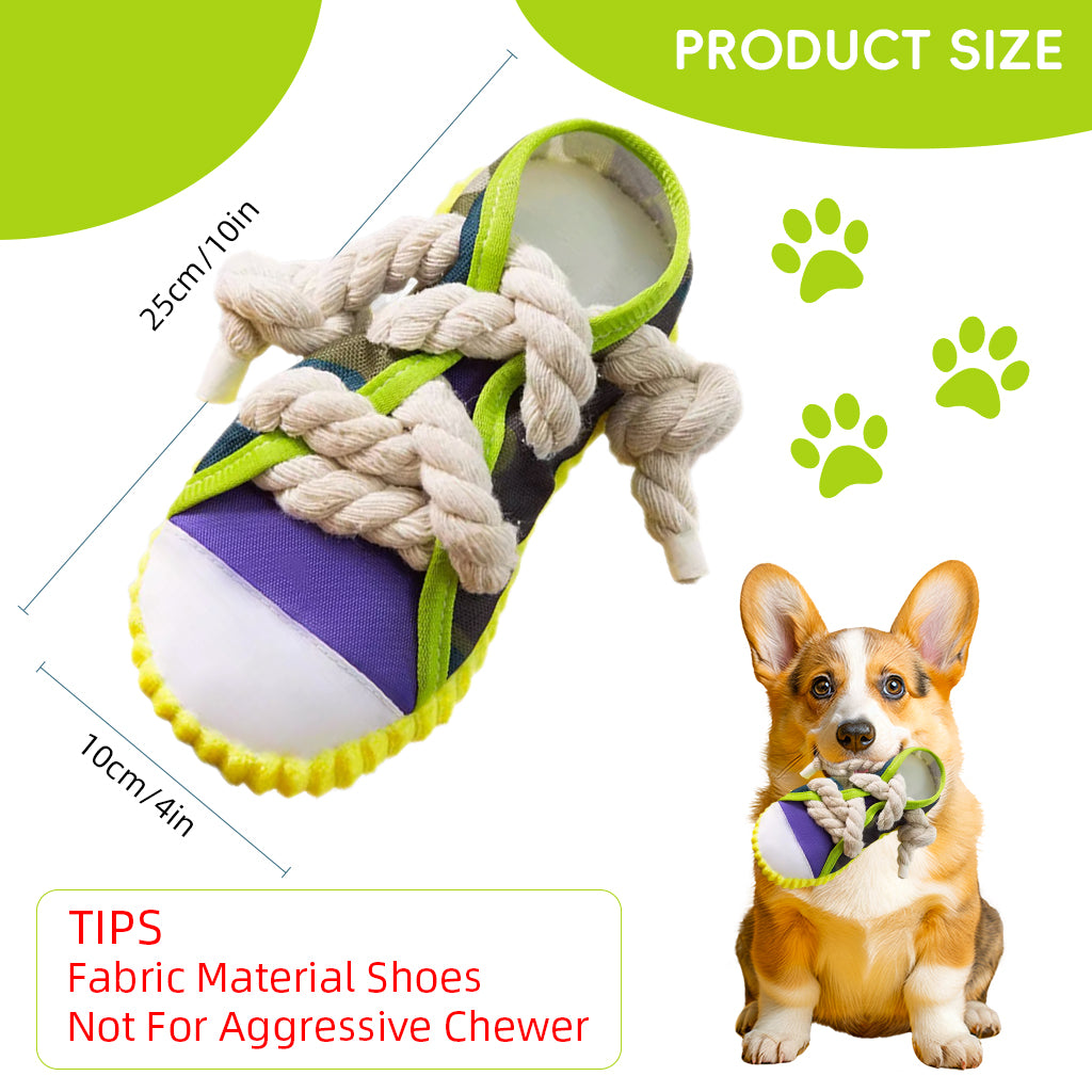 Qpets® Dog Rope Tug Toy, Interactive Chew & Fetch Toy with Thick Cotton Rope for Dental Health, Aggressive Chewer Safe for Training, Exercise and Teeth Cleaning (Shoe Lace Design)
