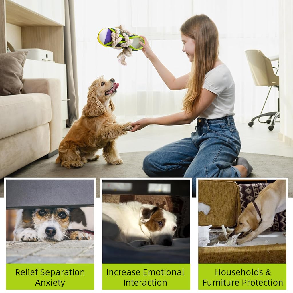 Qpets® Dog Rope Tug Toy, Interactive Chew & Fetch Toy with Thick Cotton Rope for Dental Health, Aggressive Chewer Safe for Training, Exercise and Teeth Cleaning (Shoe Lace Design)