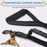 Qpets® No-Pull Dog Leash for Large Breeds - Dual Handle Shock Absorbing Lead Stops Lunging, Saves Your Arms 360° Tangle-Free with Reflective Stitching for Night Safety (Adjustable Size: 110-170cm)