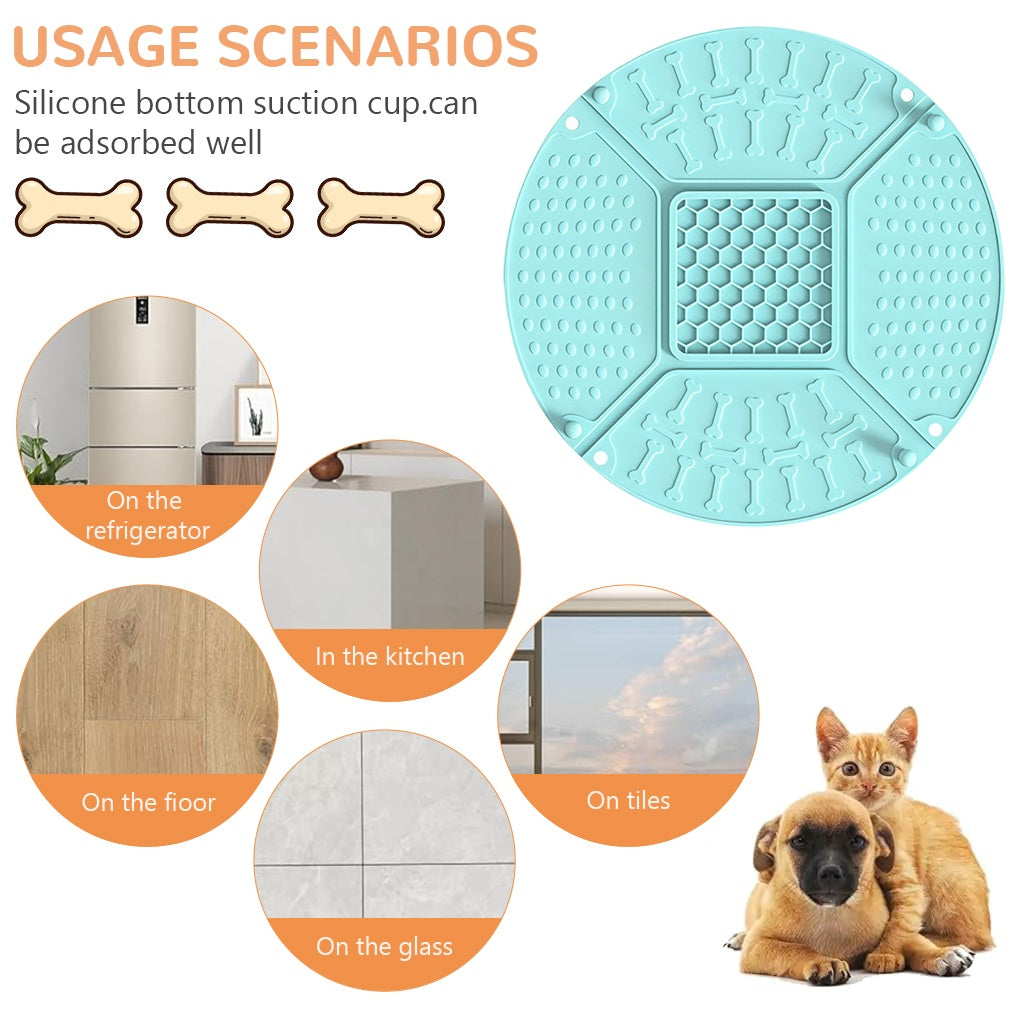 Qpets Silicone Dog Slow Feeder for Healthy Eating with 6 Maze Patterns and Folding Design