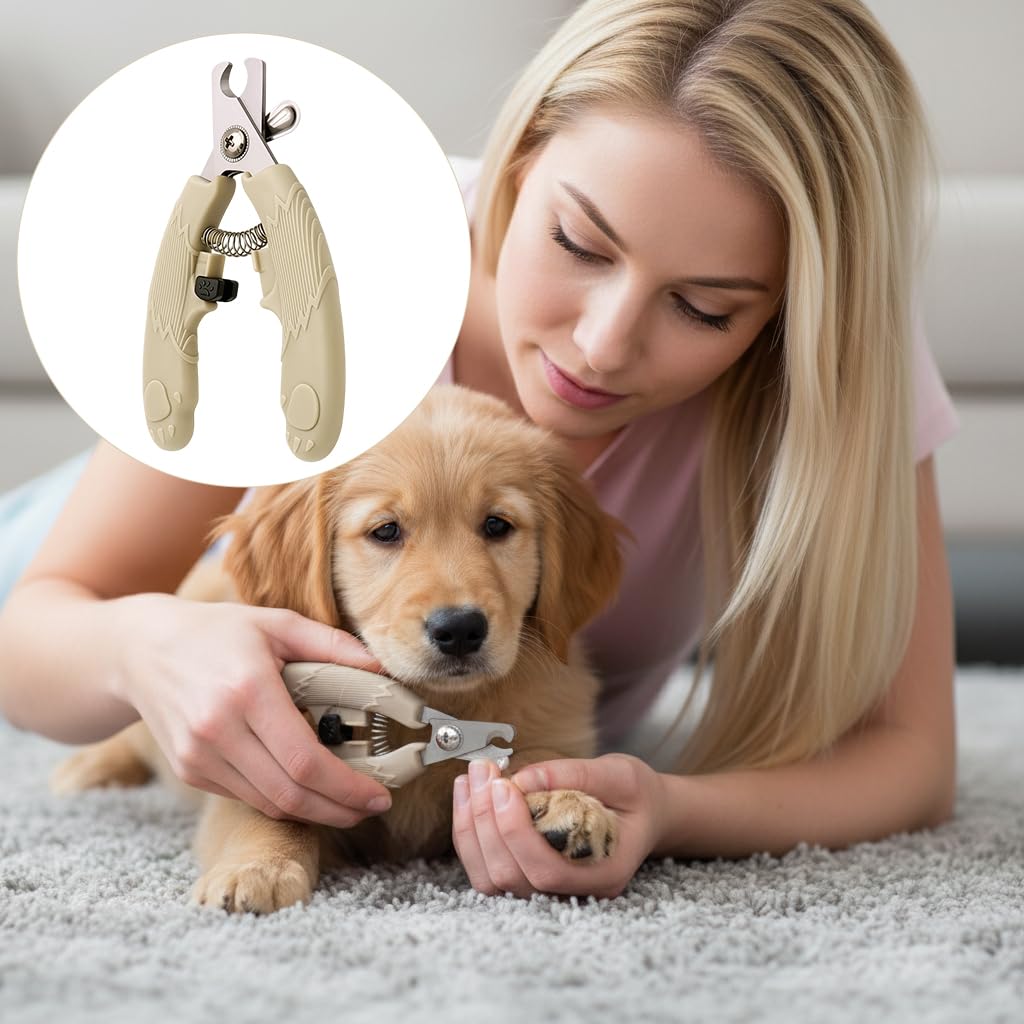 Qpets® Pet Nail Cutter Cute Cat Nail Clipper with with PP Handle, Stainless Steel Pet Trimmer with Safety Stop to Prevent Over-Cutting Spring-Loaded, Easy-Grip Design for Cats Dogs