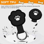 Qpets® Holder for Dogs & Cats, Silicone Waterproof Protective Case with Metal Ring Clasp - Cartoon Dog Paw Design Pet Tracker Cover, Secure Collar Accessory for Keys, Bags & Baggage