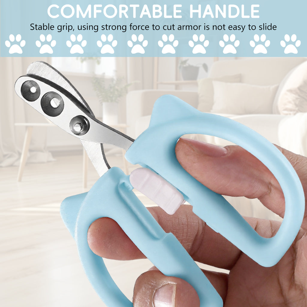 Qpets® Cat Nail Cutter, Cute Cat Clipper Bear Design, Stainless Steel Pet Nail Trimmer with 2-Size Holes & Nails File, Safe Design Prevents Over-Cutting for Cats, Kittens & Small Pets at Home