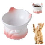 Qpets® Elevated Cat Bowl, Ceramic Pet Cat Dog Food Bowl, Non-Slip & Easy Clean & Anti-Vomit Pet Feeding Dish Aids Digestion & Reduces Neck Strain - 240ml
