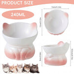 Qpets® Elevated Cat Bowl, Ceramic Pet Cat Dog Food Bowl, Non-Slip & Easy Clean & Anti-Vomit Pet Feeding Dish Aids Digestion & Reduces Neck Strain - 240ml