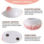 Qpets® Elevated Cat Bowl, Ceramic Pet Cat Dog Food Bowl, Non-Slip & Easy Clean & Anti-Vomit Pet Feeding Dish Aids Digestion & Reduces Neck Strain - 240ml