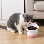 Qpets® Elevated Cat Bowl, Ceramic Pet Cat Dog Food Bowl, Non-Slip & Easy Clean & Anti-Vomit Pet Feeding Dish Aids Digestion & Reduces Neck Strain - 240ml
