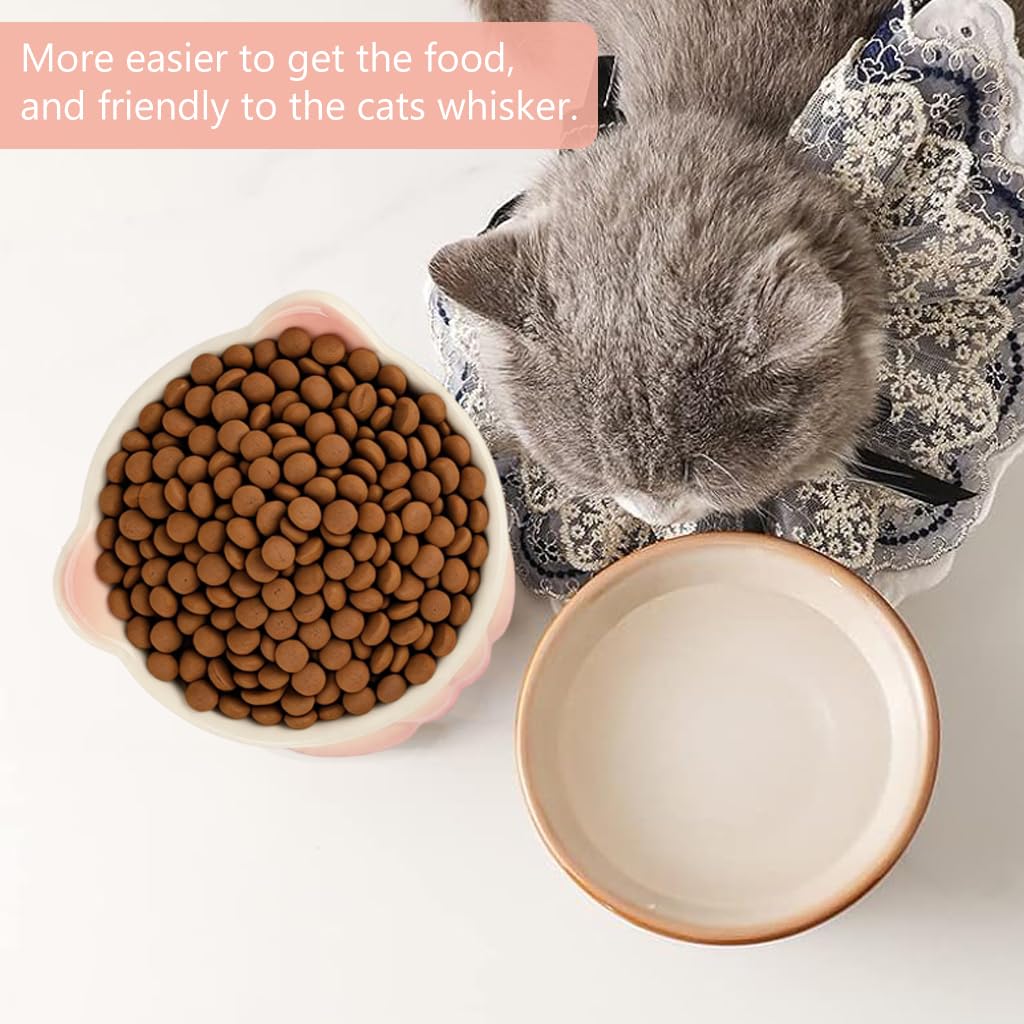 Qpets® Elevated Cat Bowl, Ceramic Pet Cat Dog Food Bowl, Non-Slip & Easy Clean & Anti-Vomit Pet Feeding Dish Aids Digestion & Reduces Neck Strain - 240ml