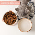 Qpets® Elevated Cat Bowl, Ceramic Pet Cat Dog Food Bowl, Non-Slip & Easy Clean & Anti-Vomit Pet Feeding Dish Aids Digestion & Reduces Neck Strain - 240ml