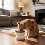 Qpets® Elevated Cat Bowl, Ceramic Pet Cat Dog Food Bowl, Non-Slip & Easy Clean & Anti-Vomit Pet Feeding Dish Aids Digestion & Reduces Neck Strain - 240ml
