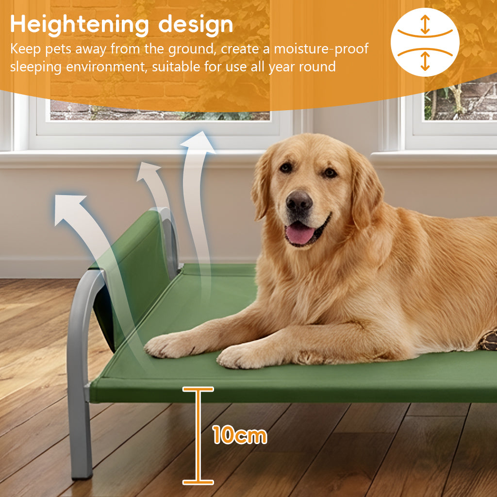 Qpets® Elevated Pet Bed for Cats and Dogs, Oxford Cloth with Steel Frame, 45kg Loading Capacity, Anti-Scratch Fabric, All Season Pet Rest Bed, Easy-Clean Pet Cot for Indoor, Outdoor & Travel Use