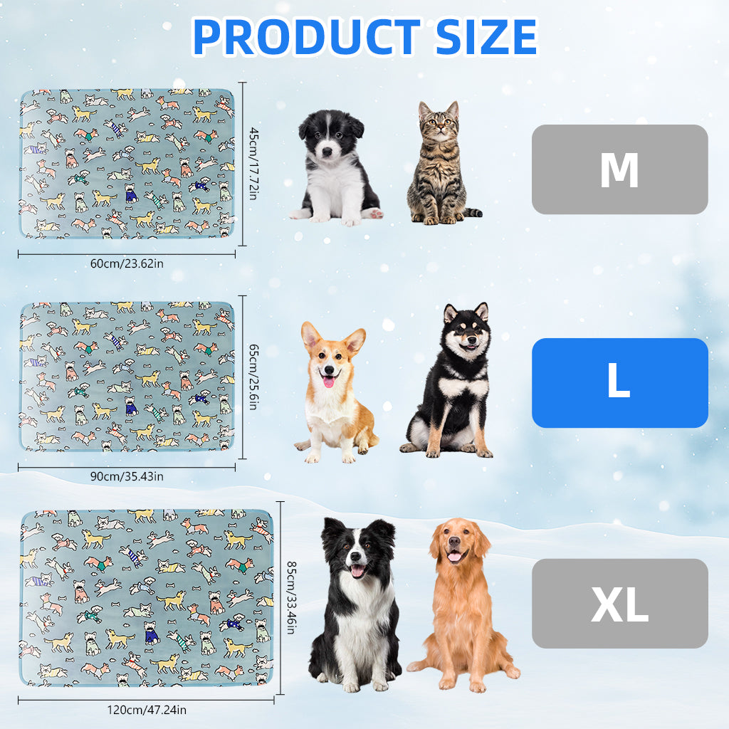 Qpets® Self-Cooling Pad for Dogs & Cats, Pressure Activated, No Water Needed Large Waterproof Mat for Heat Stroke Prevention for Stay Cool Indoor & Outdoor (90 * 65cm)