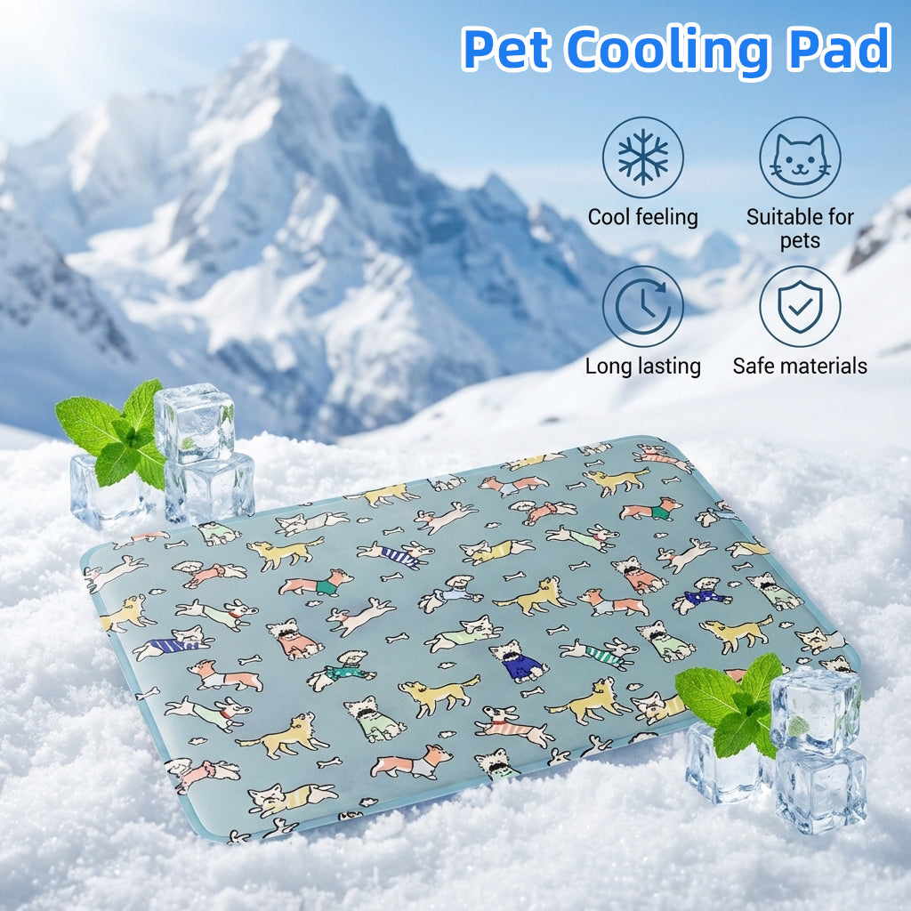 Qpets® Self-Cooling Pad for Dogs & Cats, Pressure Activated, No Water Needed Large Waterproof Mat for Heat Stroke Prevention for Stay Cool Indoor & Outdoor (90 * 65cm)