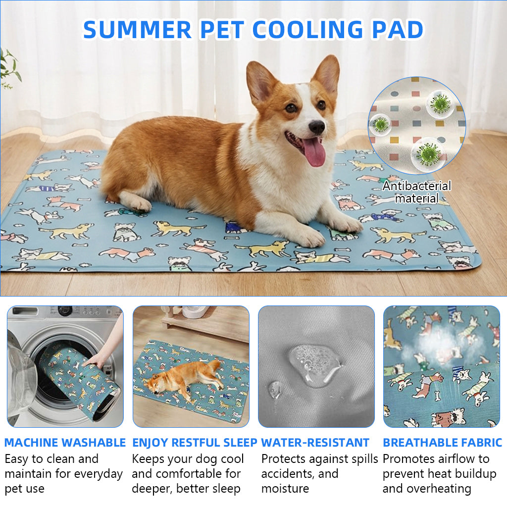 Qpets® Self-Cooling Pad for Dogs & Cats, Pressure Activated, No Water Needed Large Waterproof Mat for Heat Stroke Prevention for Stay Cool Indoor & Outdoor (90 * 65cm)