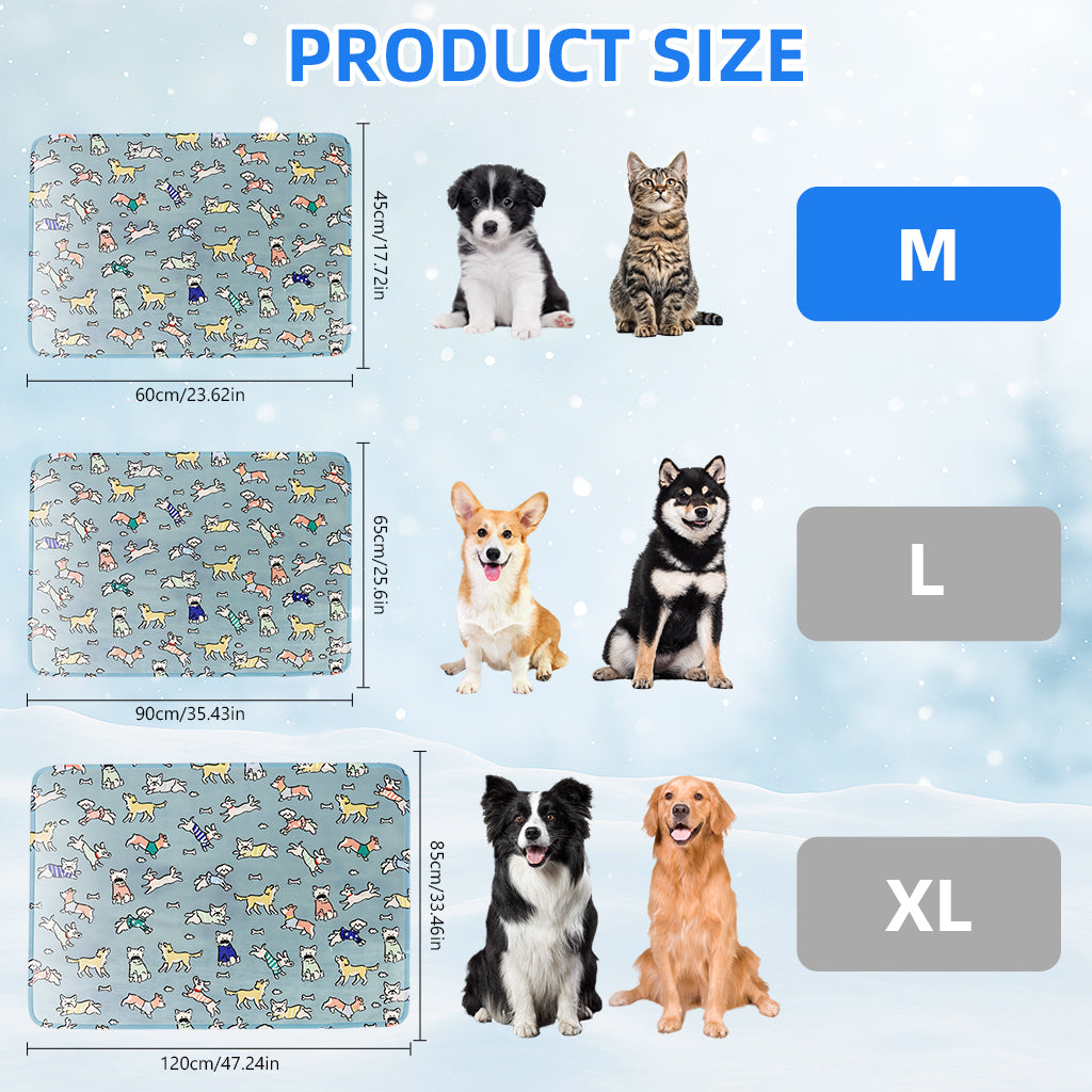 Qpets® Self-Cooling Pad for Dogs & Cats,Pressure Activated,No Water Needed Large Waterproof Mat for Heat Stroke Prevention Stay Cool Indoor & Outdoor (60 * 45cm)