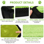 Qpets® Pet Hair Removal Gloves, Double-Sided Dematting & Lint Remover Dog Deshedding Glove, Breathable Mesh Fabric Design TPR Soft Bristle Massage Glove for Dogs & Cats
