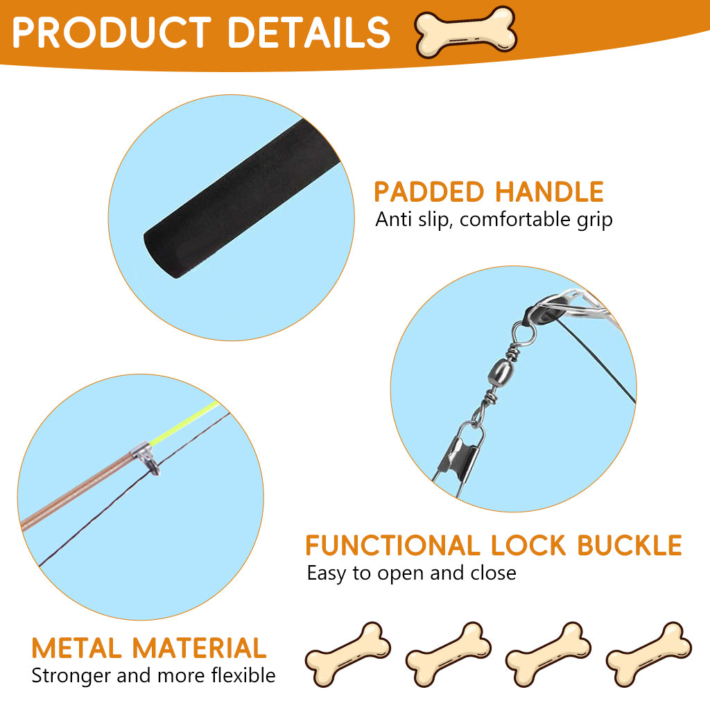 Qpets® Cat Wand Toys, Retractable Interactive Cat Feather Teaser with Realistic Fish, Telescopic Rod Fun Indoor Outdoor for Active Play & Exercise