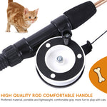 Qpets® Cat Wand Toys, Retractable Interactive Cat Feather Teaser with Realistic Fish, Telescopic Rod Fun Indoor Outdoor for Active Play & Exercise