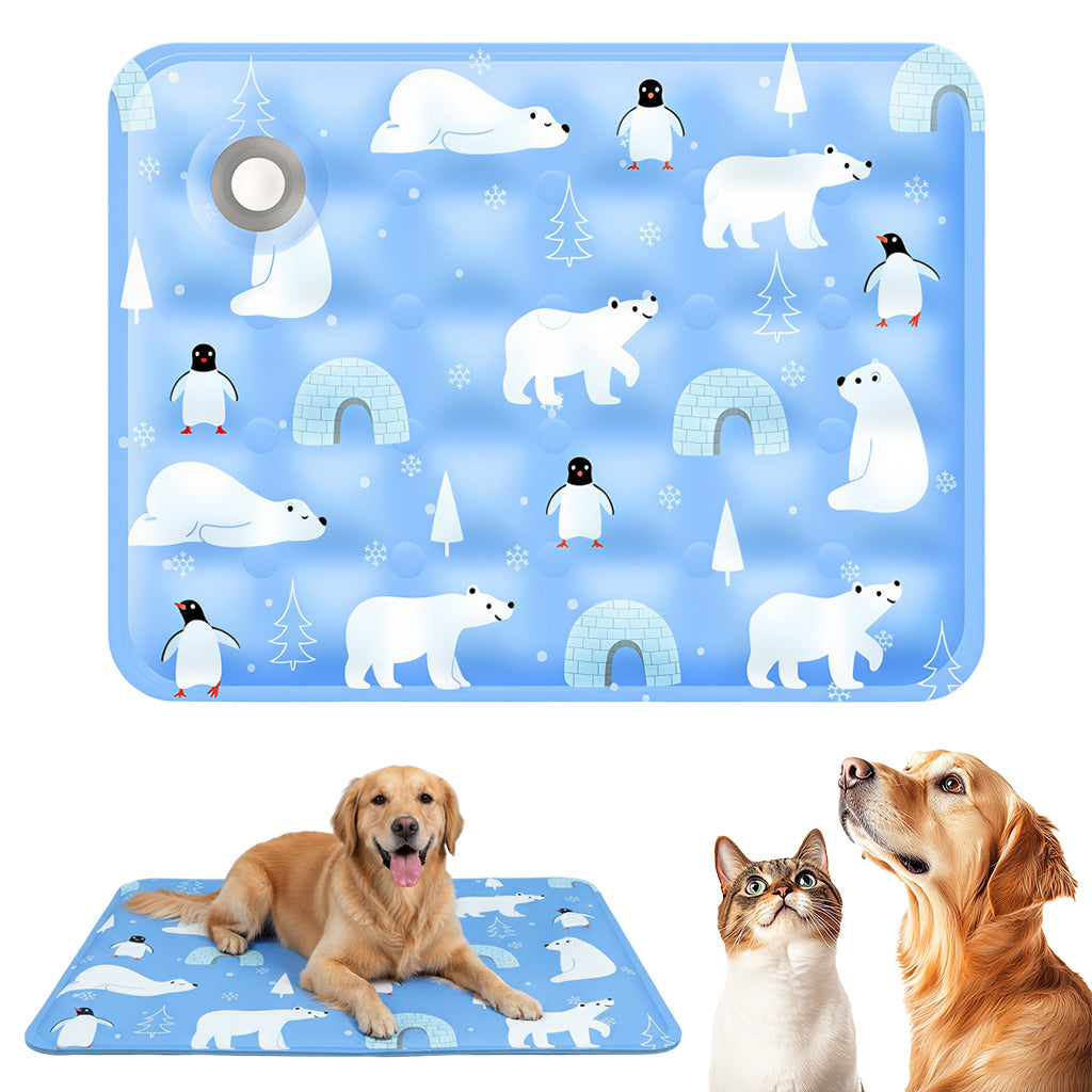 Qpets® Pet Cooling Mat for Dogs & Cats, Self-Cooling Gel Mat Pet Cooling Pad for Hot Summer, Portable & Washable Heat Relief Pad (for up to 35kg with a Body Length of 90cm)