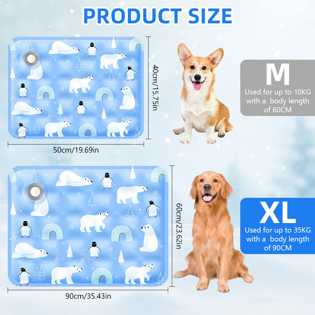 Qpets® Pet Cooling Mat for Dogs & Cats, Self-Cooling Gel Mat Pet Cooling Pad for Hot Summer, Portable & Washable Heat Relief Pad (for up to 35kg with a Body Length of 90cm)