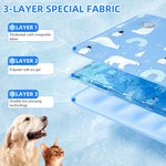 Qpets® Pet Cooling Mat for Dogs & Cats, Self-Cooling Gel Mat Pet Cooling Pad for Hot Summer, Portable & Washable Heat Relief Pad (for up to 35kg with a Body Length of 90cm)
