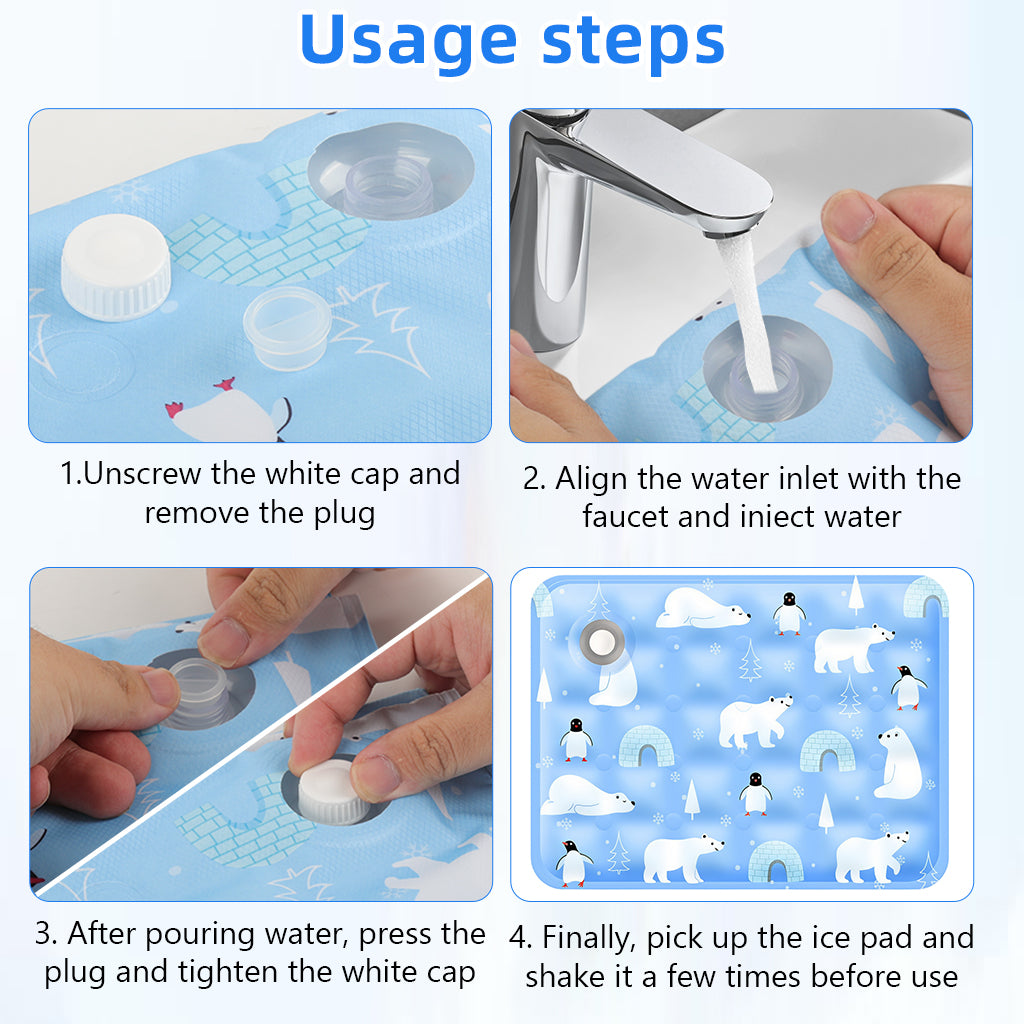 Qpets® Pet Cooling Mat for Dogs & Cats, Self-Cooling Gel Mat Pet Cooling Pad for Hot Summer, Portable & Washable Heat Relief Pad (for up to 35kg with a Body Length of 90cm)