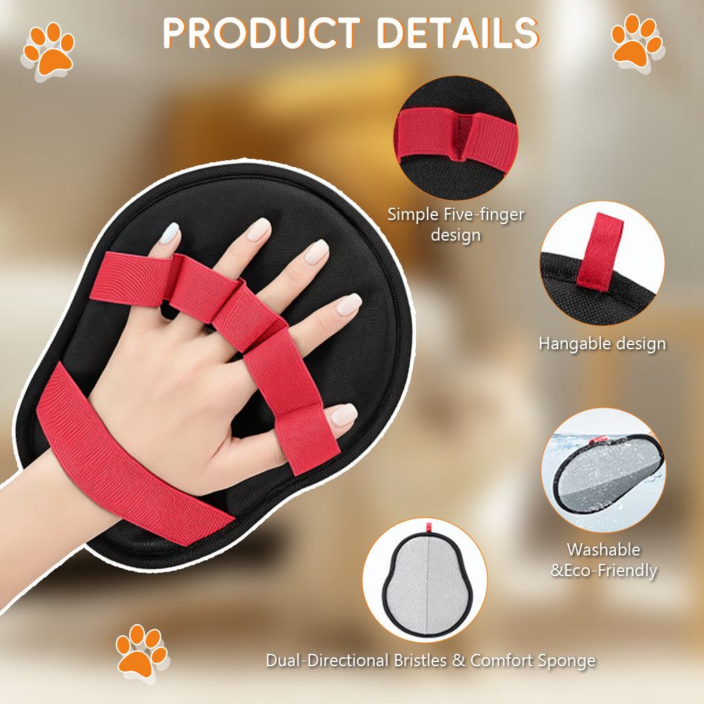 Qpets® Grooming Glove for Dogs & Cats Reusable Deshedding Mitt with 5-Finger, Pet Hair Remover & Brush, Remove Hair from Couch, Car & Clothes While Petting