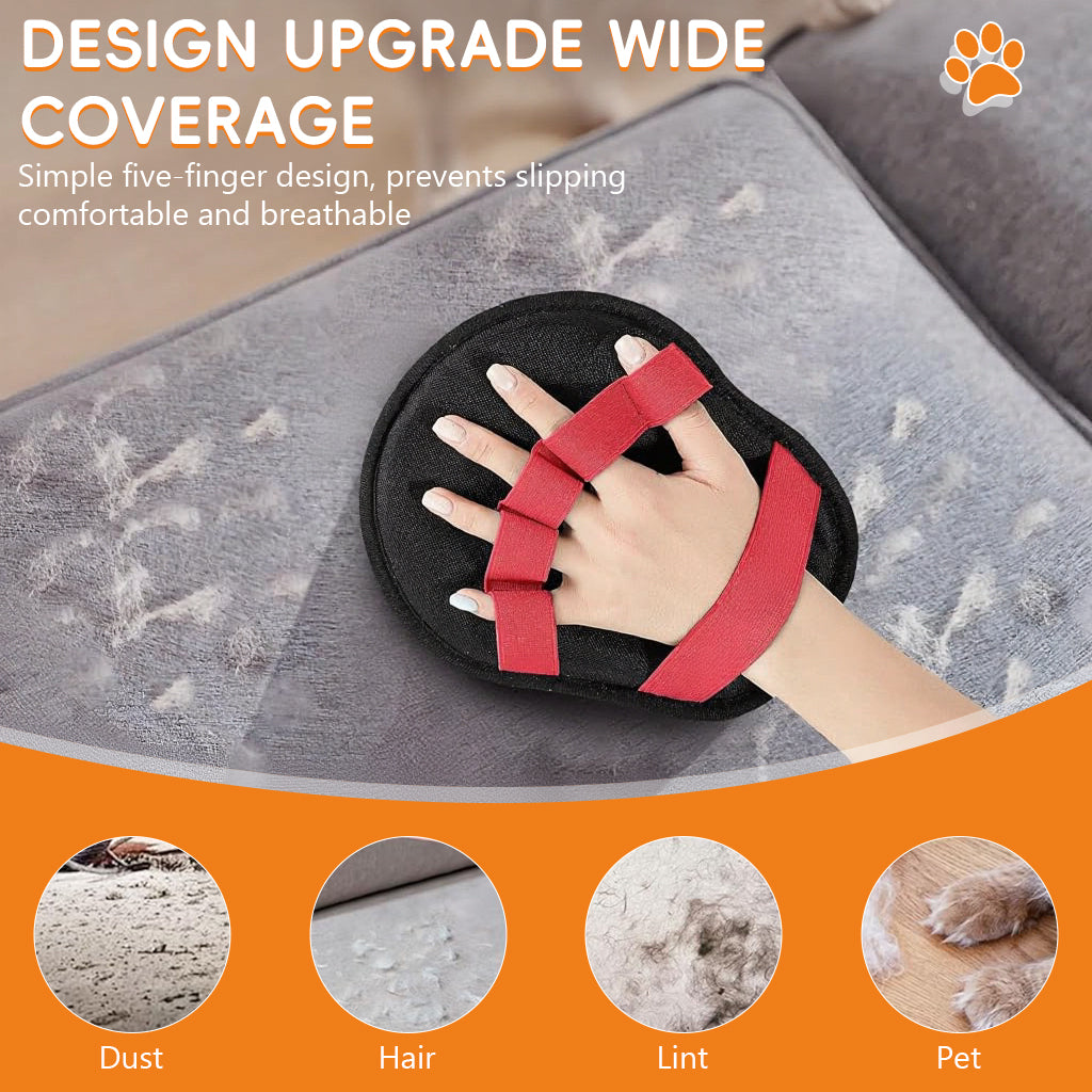 Qpets® Grooming Glove for Dogs & Cats Reusable Deshedding Mitt with 5-Finger, Pet Hair Remover & Brush, Remove Hair from Couch, Car & Clothes While Petting
