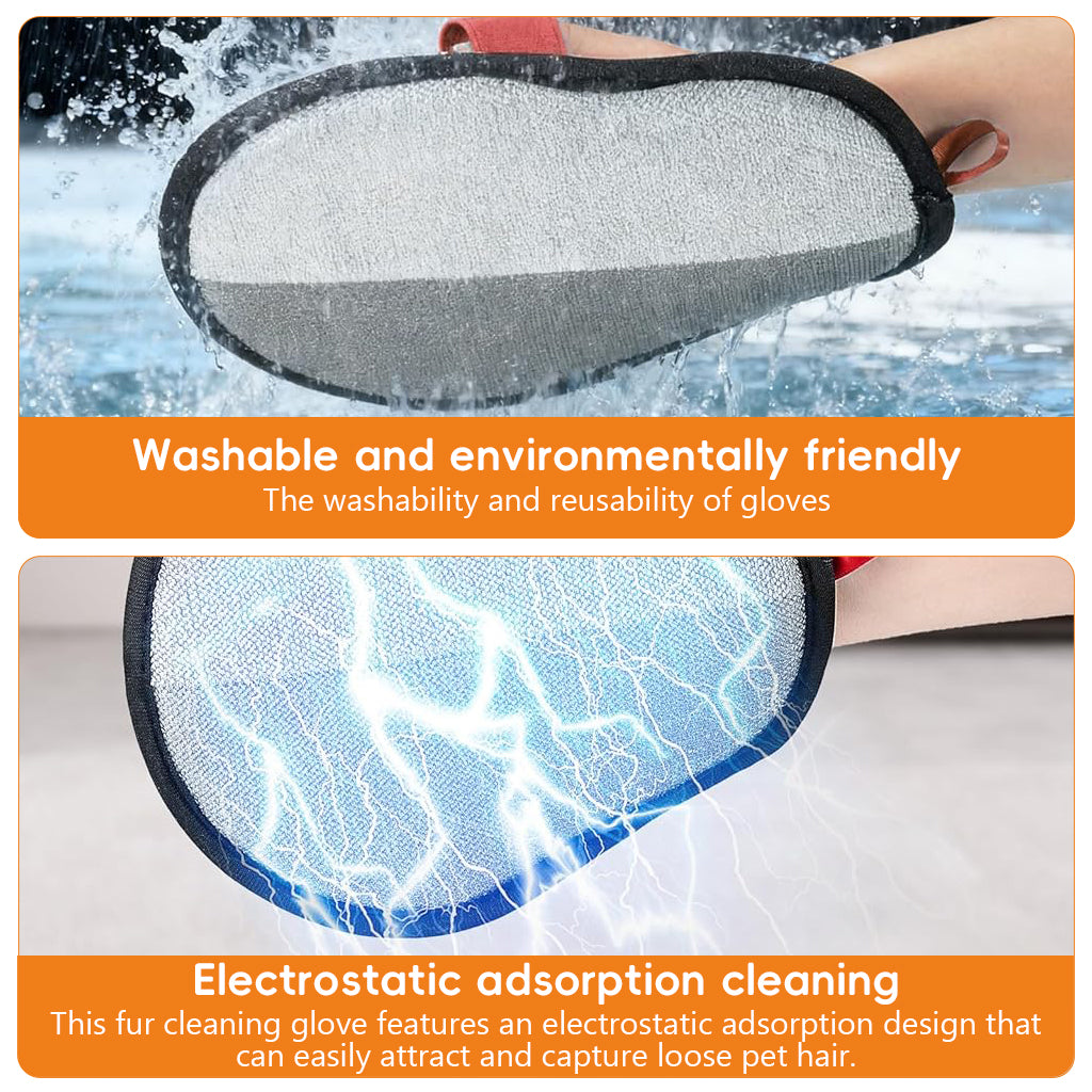 Qpets® Grooming Glove for Dogs & Cats Reusable Deshedding Mitt with 5-Finger, Pet Hair Remover & Brush, Remove Hair from Couch, Car & Clothes While Petting