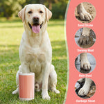 Qpets® Dog Paw Cleaning Cup, Portable Dog Paw Washer with Soft TPR Bristles Design, 360 ° Rotation Cleaning Cup Removes Mud & Dirt After Walks for Cat & Dog Paws