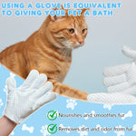 Qpets® Pet Cleaning Gloves Wipes, Wet & Dry Grooming Mitts for Dogs & Cats - Non-Woven Hair Removal Gloves for Muddy Paws, Quick Bath & Travel Cleaning, Absorbent Pet Wipe Mitts