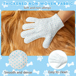 Qpets® Pet Cleaning Gloves Wipes, Wet & Dry Grooming Mitts for Dogs & Cats - Non-Woven Hair Removal Gloves for Muddy Paws, Quick Bath & Travel Cleaning, Absorbent Pet Wipe Mitts