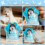 Qpets® Pet Cleaning Gloves Wipes, Wet & Dry Grooming Mitts for Dogs & Cats - Non-Woven Hair Removal Gloves for Muddy Paws, Quick Bath & Travel Cleaning, Absorbent Pet Wipe Mitts