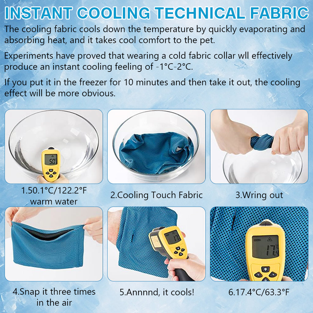 Qpets® Summer Dog Cooling Collar Cool Touch Bandana with D Ring Open Hole, Breathable Mesh Quick Dry Pet Scarf Neck Gaiter Cloth Collar Neck Wrap, Keeps Dog Cozy and Cool-L