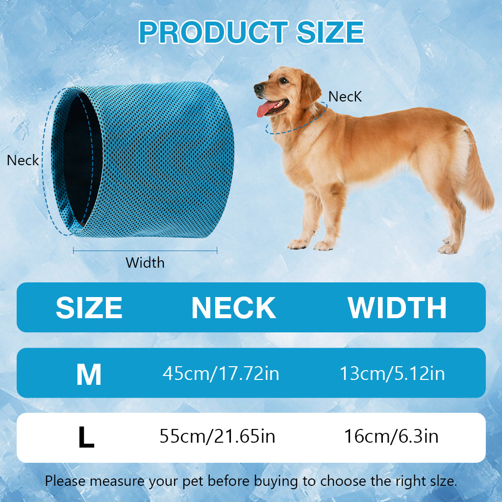 Qpets® Dog Cooling Collar Bandana, Cool Touch Evaporative Pet Scarf - Breathable Mesh Quick Dry Neck Gaiter with D-Ring Open Hole, Summer Ice Silk Wrap for Dogs & Cats, Keeps Pets Cool in Hot Weather