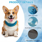Qpets® Dog Cooling Collar Bandana, Cool Touch Evaporative Pet Scarf - Breathable Mesh Quick Dry Neck Gaiter with D-Ring Open Hole, Summer Ice Silk Wrap for Dogs & Cats, Keeps Pets Cool in Hot Weather
