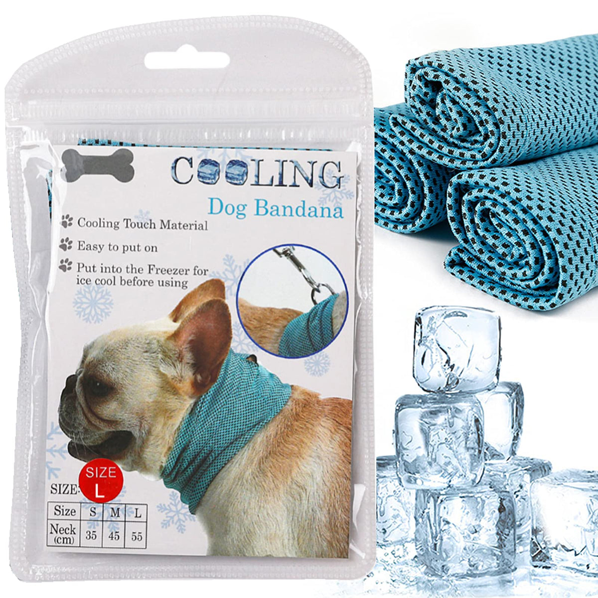 Qpets® Dog Cooling Collar Bandana, Cool Touch Evaporative Pet Scarf - Breathable Mesh Quick Dry Neck Gaiter with D-Ring Open Hole, Summer Ice Silk Wrap for Dogs & Cats, Keeps Pets Cool in Hot Weather