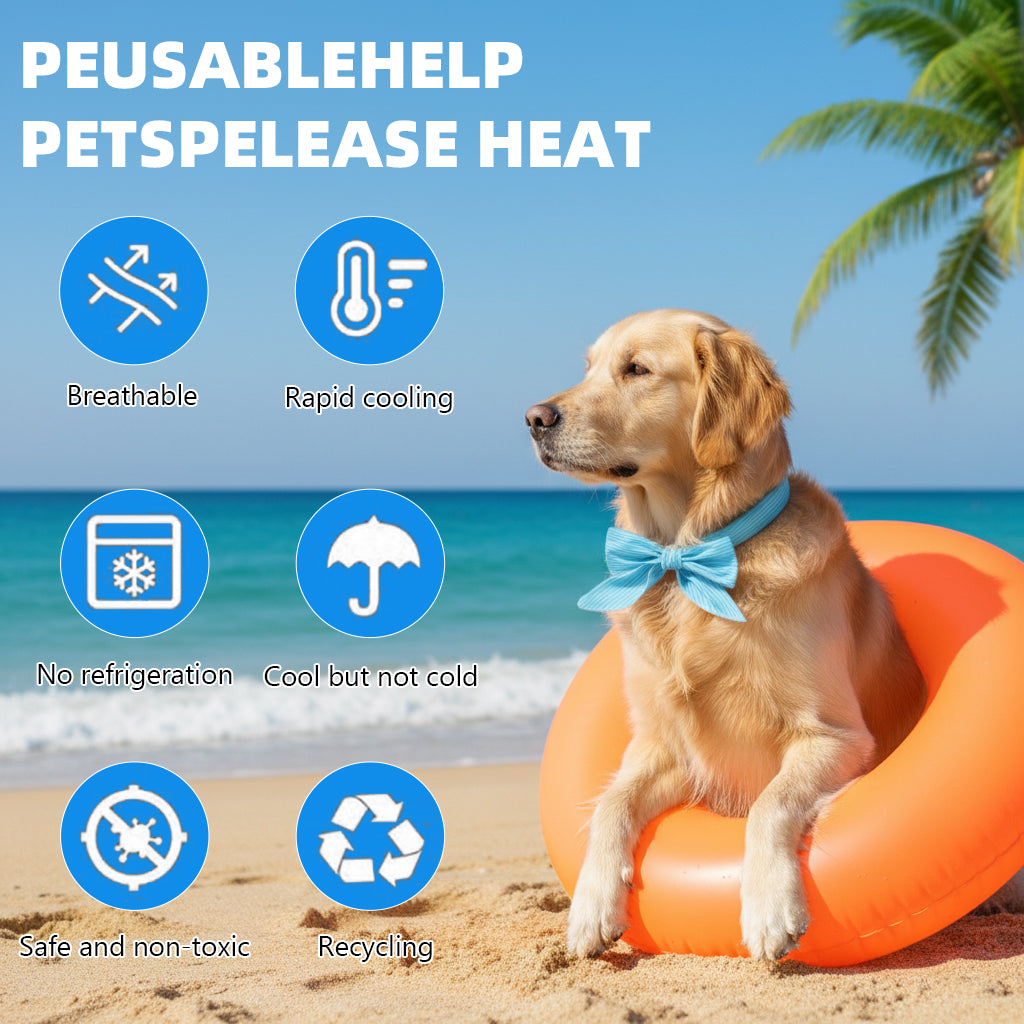 Qpets® Cooling Bandana for Dogs & Cats, Reusable Neck Wrap Pet Cooling Collar, Evaporative Water Activated Scarf with Cute Print for Heat Relief Perfect for Walks & Outdoor Play