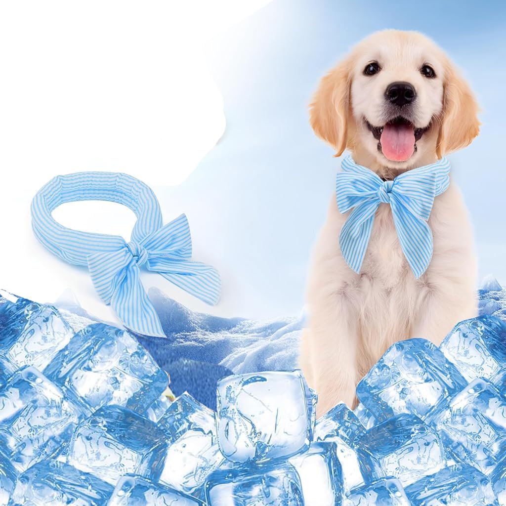 Qpets® Cooling Bandana for Dogs & Cats, Reusable Neck Wrap Pet Cooling Collar, Evaporative Water Activated Scarf with Cute Print for Heat Relief Perfect for Walks & Outdoor Play