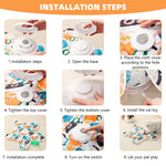 Qpets® Automatic Cat Toy with Hideaway Plush Cave, Motorized Rotating Feather & Butterfly Teaser - Interactive Cat Enrichment for Indoor Cats, Cozy Flower Mat, Pom-Pom Tails