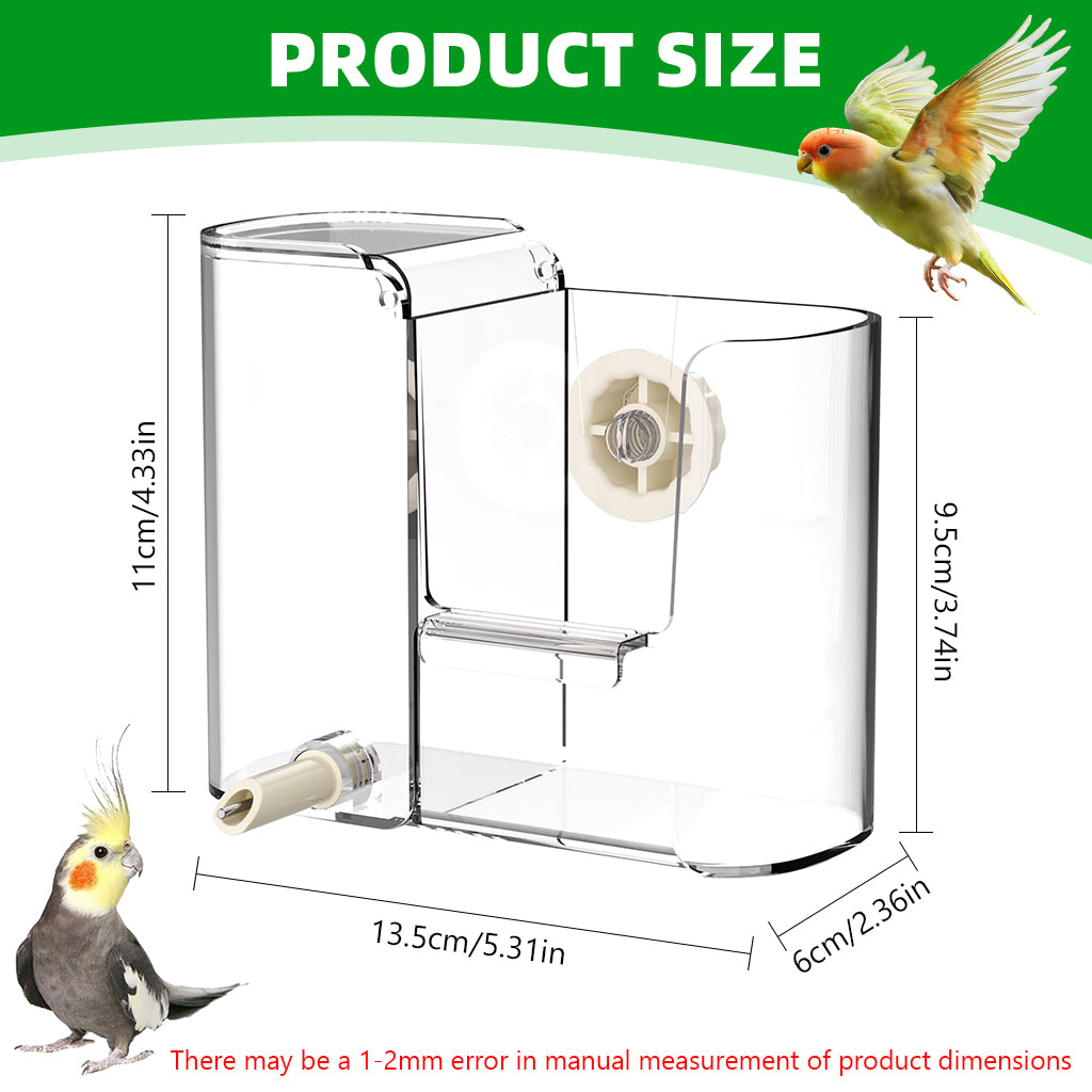 Qpets® 2-in-1 Bird Feeder with 450ml Water Dispenser, Clear Food Grade Hanging Bird Food & Water Feeder for Cage, Automatic Seed & Drinker Container for Parrots, Budgies & Small Birds