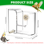 Qpets® 2-in-1 Bird Feeder with 450ml Water Dispenser, Clear Food Grade Hanging Bird Food & Water Feeder for Cage, Automatic Seed & Drinker Container for Parrots, Budgies & Small Birds