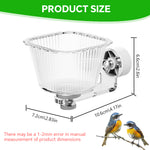 Qpets® Pet Bird Feeder Bowl for Cage Screw-Mount Parrot Feeder Clear PC Food Bowl with Magnetic Base,Easy to Remove and Clean,Acrylic Bracket Pet Bird 72x106x66mm