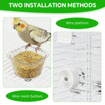 Qpets® Pet Bird Feeder Bowl for Cage Screw-Mount Parrot Feeder Clear PC Food Bowl with Magnetic Base,Easy to Remove and Clean,Acrylic Bracket Pet Bird 72x106x66mm