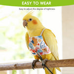 Qpets® Bird Harness and Leash Set for Parrots, Adjustable Escape-Proof Shoulder Strap Parrot Harness with Hook & Loop, 51 Inch Elastic Training Cord - Safe Flight Suit for Small Medium Birds, L