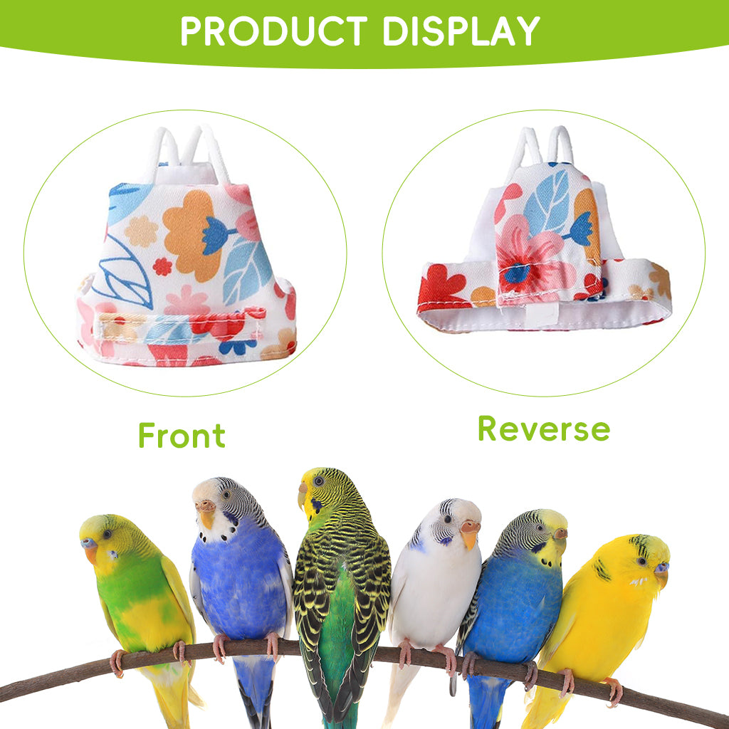 Qpets® Bird Harness and Leash Set for Parrots, Adjustable Escape-Proof Shoulder Strap Parrot Harness with Hook & Loop, 51 Inch Elastic Training Cord - Safe Flight Suit for Small Medium Birds, M